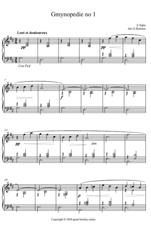 Gymnopedie no 1-E Satie. Solo Piano-(Easier version)