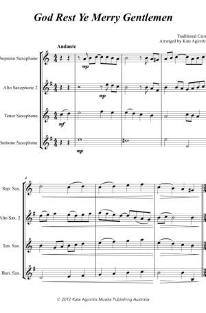 Jazz Carols Collection – Set Seven – Saxophone Quartet
