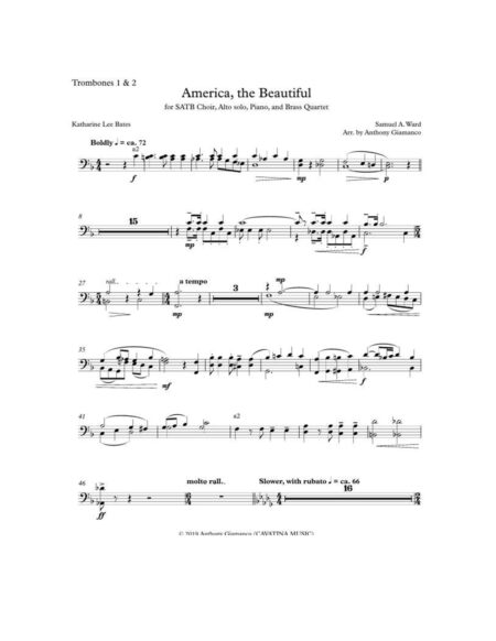 AMERICA THE BEAUTIFUL choir solo brass piano page5