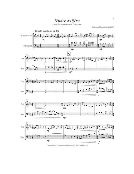 TWICE AS NICE trumpet trombone page1