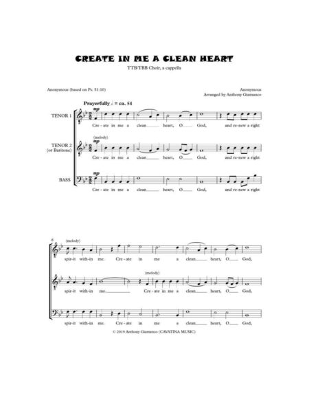 CREATE IN ME A CLEAN HEART TTB a cap page1