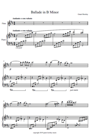 Ballade in B minor. Flute and Piano