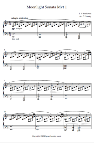 Moonlight Sonata 1st Mvt. Beethoven.Piano Solo (Simplified)