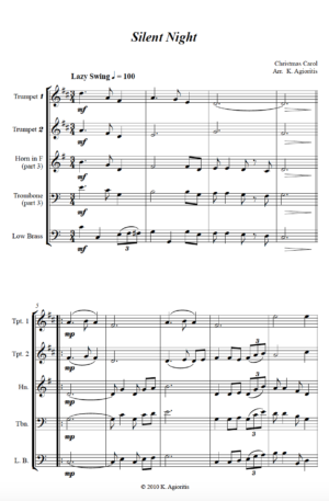 Jazz Carols Collection for Brass Quartet – Set Six