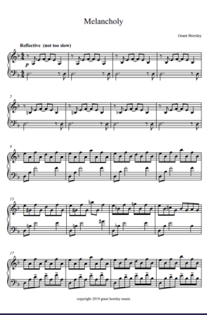 “Melancholy” for Solo Piano