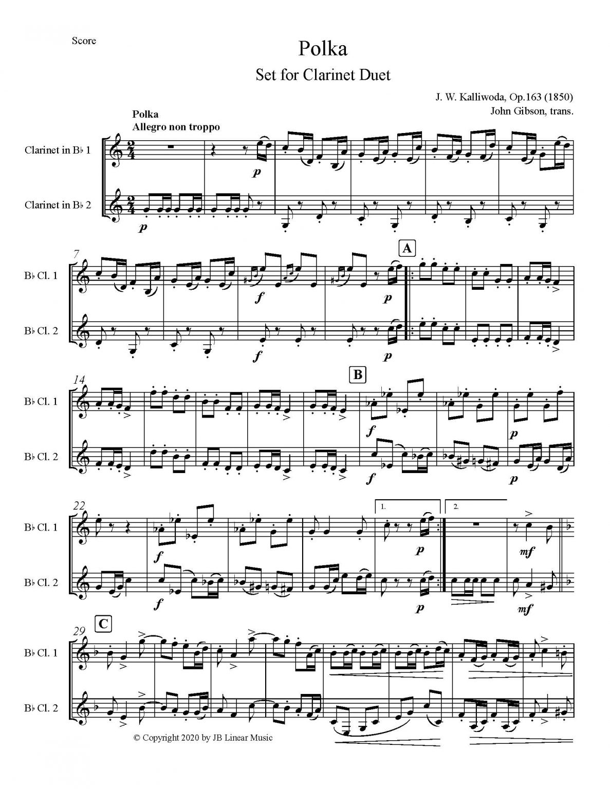 Polka For Duet By Kalliwoda Sheet Music Marketplace