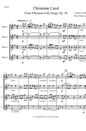 The Russian Christmas Carol set for Flute Quartet