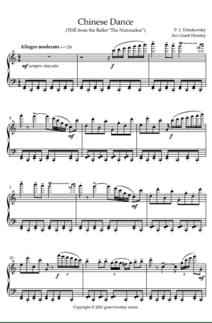 “Suite of Dances from the Ballet “The Nutcracker” by Tchaikovsky. Piano Solo- Simplified versions