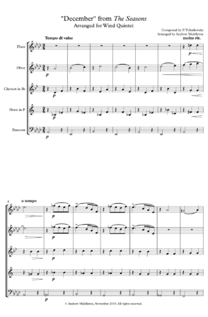 December from The Seasons arranged for Wind Quintet