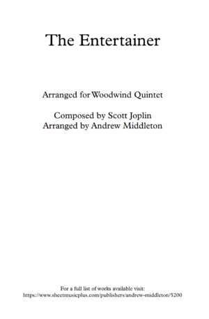 The Entertainer arranged for Woodwind Quintet