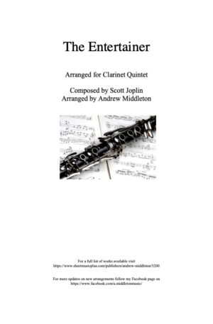 The Entertainer arranged for Clarinet Quintet