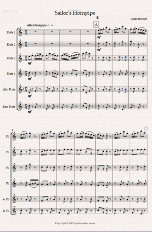 “Sailor’s Hornpipe” for Flute Choir