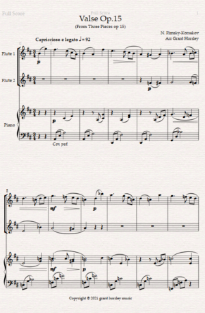“Valse Op.15” Rimsky- Korsakov- for Flute Duet and Piano