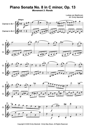 Piano Sonata No. 8 in C minor, Movement 3: Rondo – Beethoven (for Clarinet Duet)