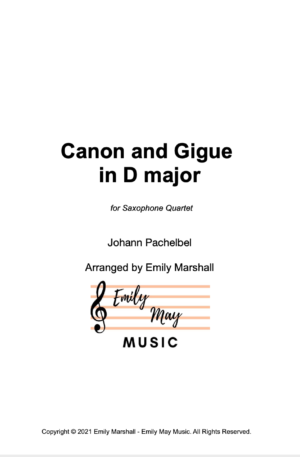 Canon in D – Pachelbel (for Saxophone Quartet)