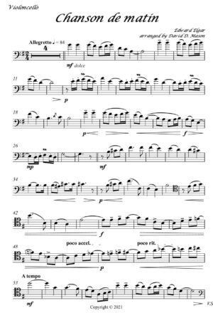 Chanson de matin, Op. 15, No.2 – Cello Solo