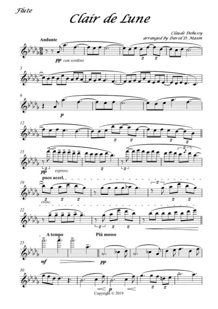 Clair de Lune Flute no Piano Parts 2 scaled
