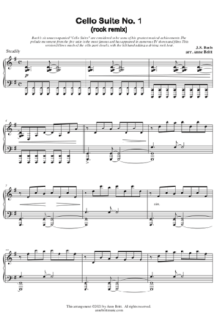 Cello Suite No. 1 (rock remix) – Intermediate Piano Solo