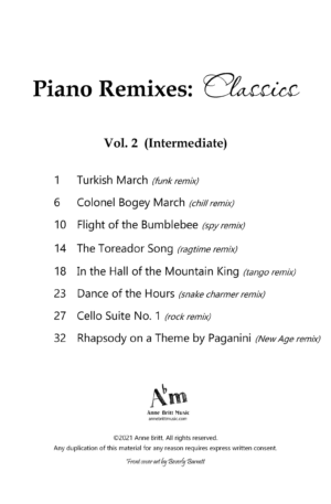 Piano Remixes: Classics Vol. 2 – intermediate piano solos