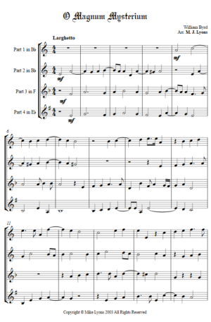 Brass Quartet – O Magnum Misterium (Byrd)