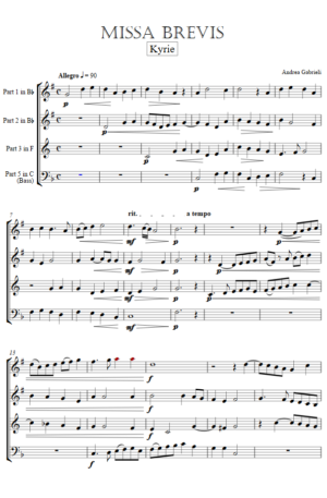 Brass Quintet – Missa Brevis in F – A. Gabrieli