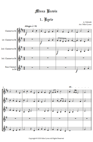 Clarinet Quintet – Andrea Gabrieli “Missa Brevis”