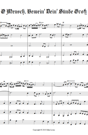 Clarinet Quintet – O Mensch Bewein Dein S?nde Gross (Chorale Prelude)