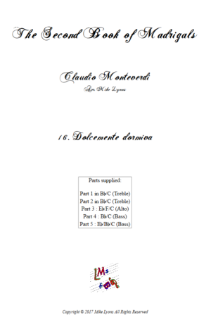 Flexi Quintet – Monteverdi, 2nd Book of Madrigals 16. Dolcemente dormiva
