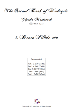 Flexi Quintet – Monteverdi, 2nd Book of Madrigals 3. Bevea Fillidae Mia