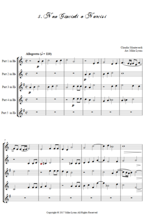 Flexi Quintet – Monteverdi, 2nd Book of Madrigals 5. Non Giacinti o Narcisi