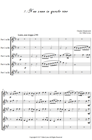 Flexi Quintet – Monteverdi, 2nd Book of Madrigals 7. Non Sono in Queste Rive
