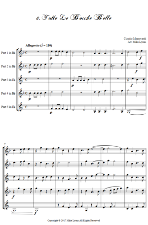 Flexi Quintet – Monteverdi, 2nd Book of Madrigals 8. Tutte le bocche belle