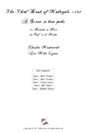 Flexi Quintet – Monteverdi, 3rd Book of Madrigals – Scena in 2 parts (Nos 19-20)