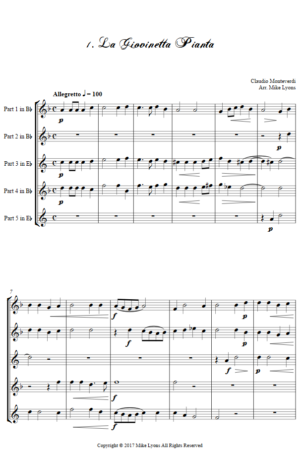 Flexi Quintet – Monteverdi, 3rd Book of Madrigals 1. La Giovinetta Pianta