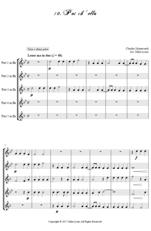 Flexi Quintet – Monteverdi, 3rd Book of Madrigals 10. Poi ch’ella