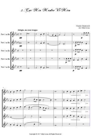 Flexi Quintet – Monteverdi, 4th Book of Madrigals – 02. Cor Mio Mentre Vi Miro