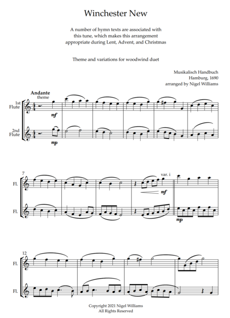 Winchester New, for Flute Duet