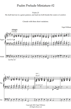 Psalm Prelude Miniature #2, for Organ