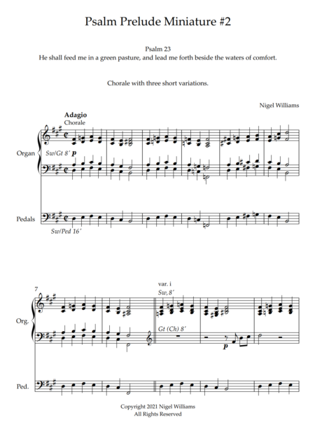 Psalm Prelude Miniature #2, for Organ