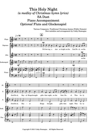 This Holy Night (SA Duet, TB Duet, 2-Part Choir), Piano Accompaniment, Optional Flute and Glockenspiel