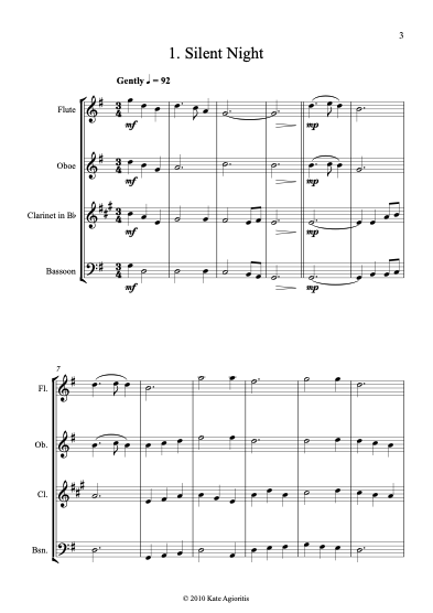 Carols for Four - 15 Carols for Woodwind Quartet