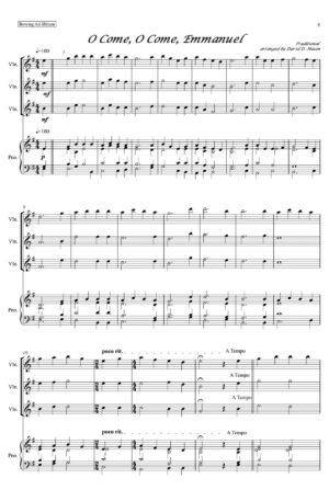 Six Christmas Carols for Violin Trio & Piano