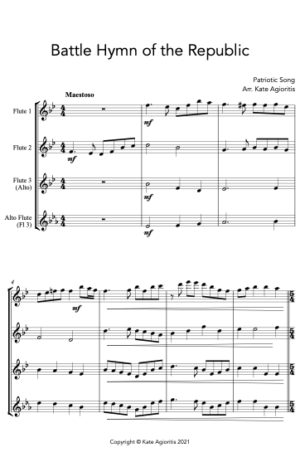Battle Hymn of the Republic – Jazz Arrangement for Flute Trio