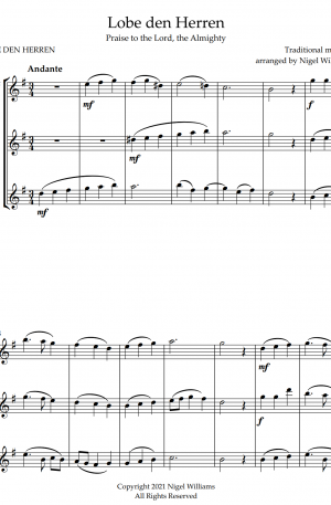 Lobe den Herren, for Flute Trio