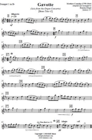 Gavotte (Solo from the Organ Concerto) – Brass Trio v2 ( 2 Trumpets and Trombone/Euphonium TC or BC)