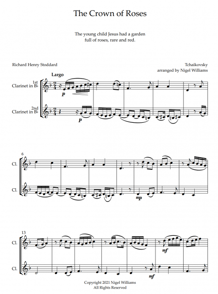 The Crown of Roses, for Clarinet Duet