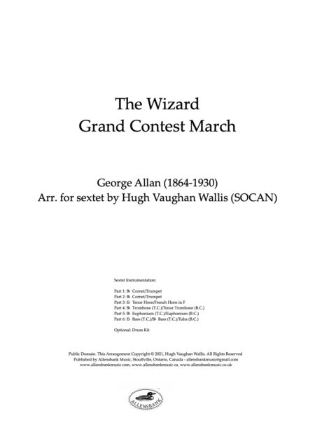 The Wizard Sextet Score and parts