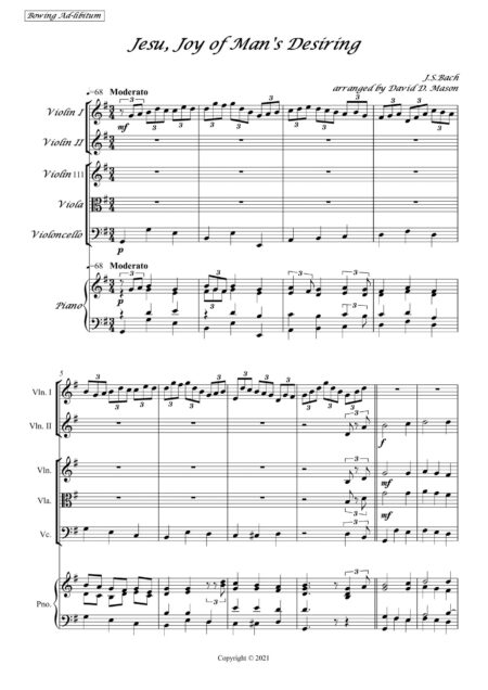 Jesu Joy of Mans Desiring String QuartetPiano Full Score 2 scaled