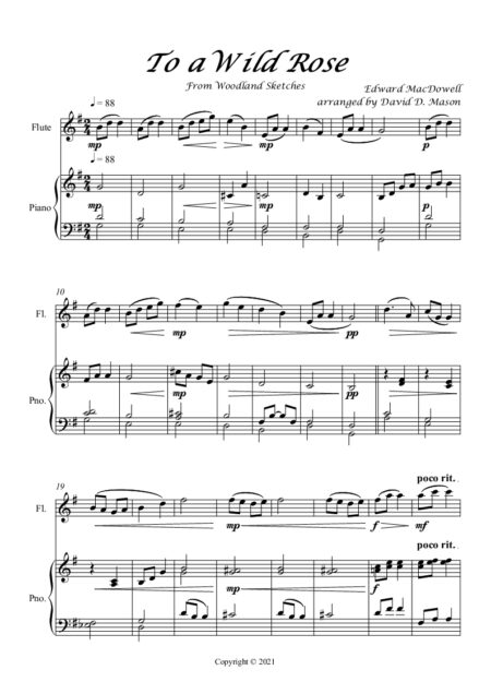 To a Wild Rose Flute Full Score 2