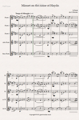“Minuet on the name of Haydn” By Ravel. Arranged for Flute Quintet